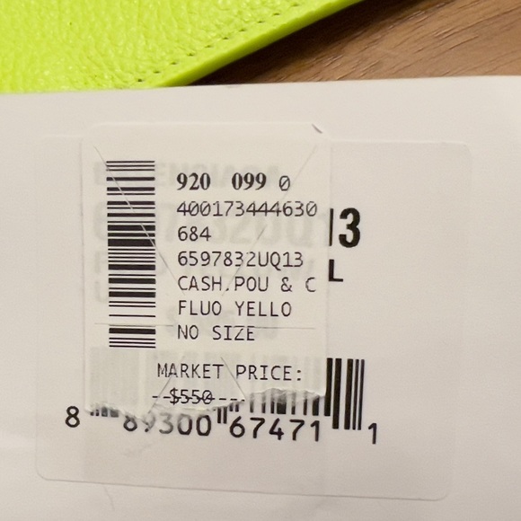 BALENCIAGA Cash Pouch with Card Holder Neon Yellow OS NEW - Picture 8 of 8